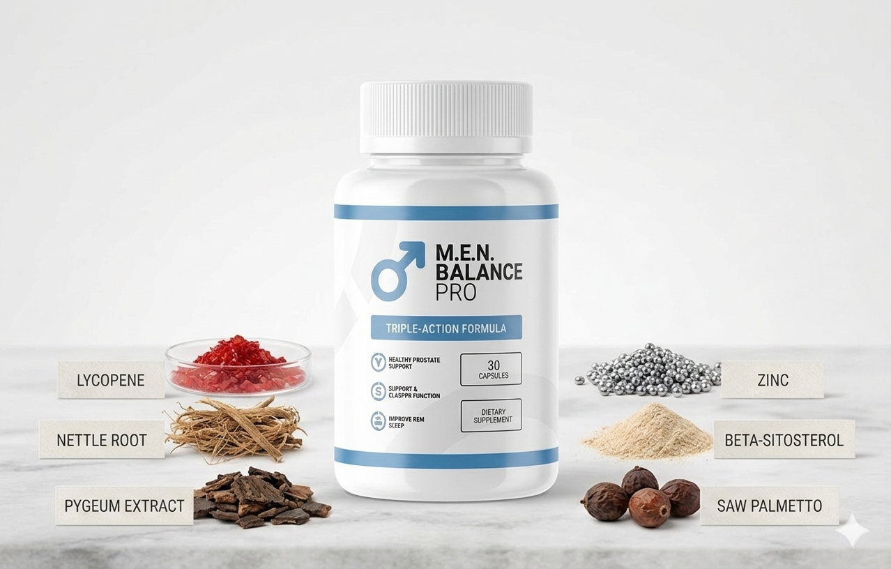 MEN Balance Pro premium ingredients: Saw Palmetto, Zinc, Nettle Root, Lycopene, Beta-Sitosterol, Pygeum Extract